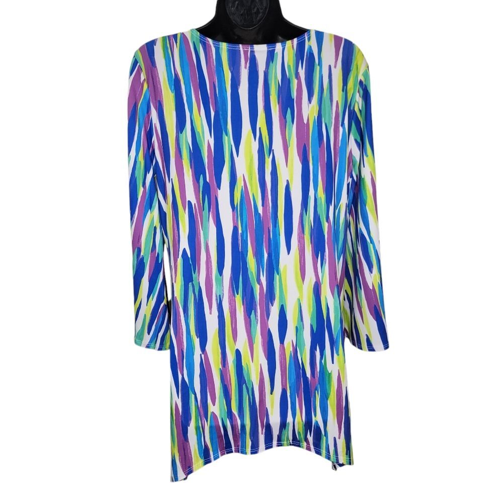Slinky Brand Nwot Sharkbite hem knit tunic top size Medium - Picture 2 of 7